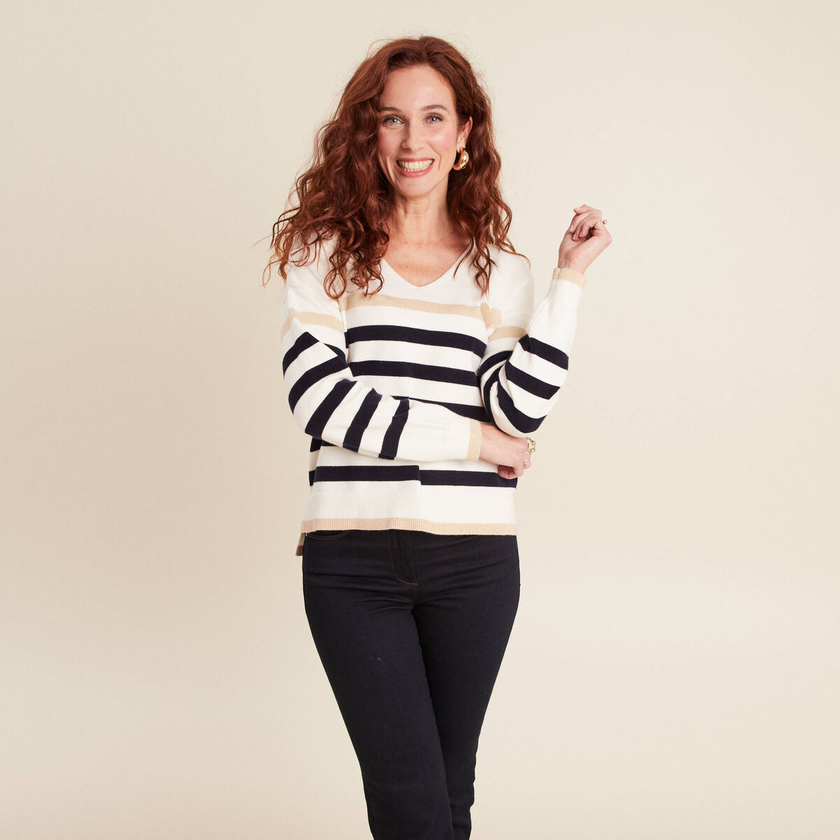 Pull manches longues blanc femme
