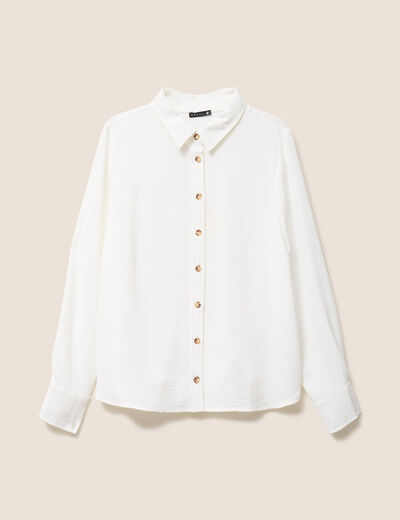 Chemise fluide manches longues ecru femme