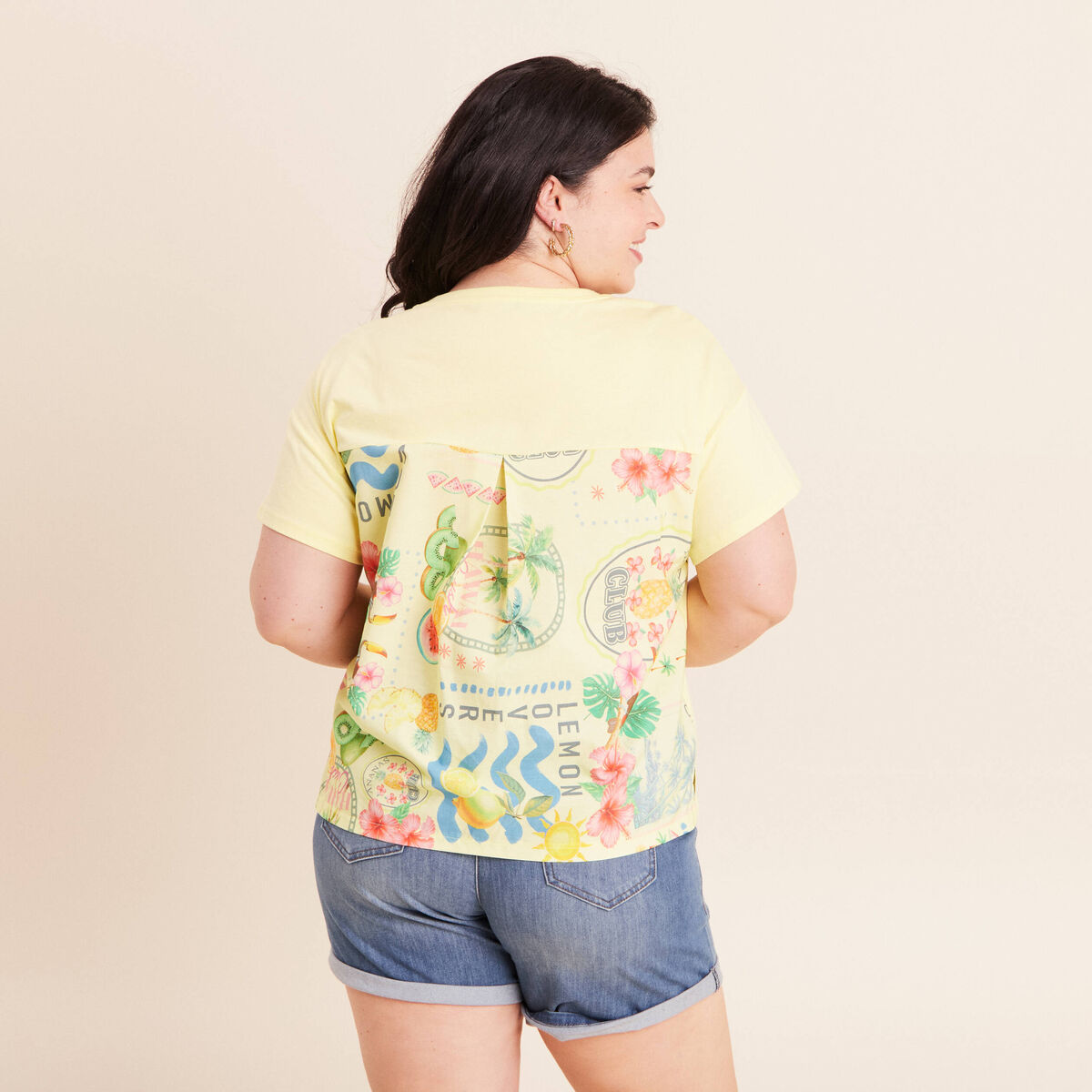 T-shirt droit manches courtes multicolore femme