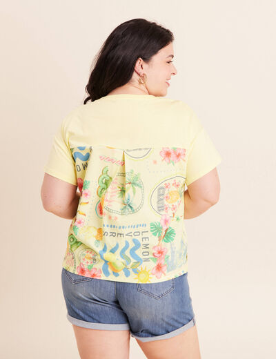T-shirt droit manches courtes multicolore femme