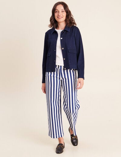 Veste doubl&eacute;e denim stone femme