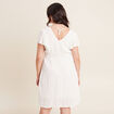Robe droite fluide smock&eacute;e ecru femme