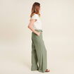 Pantalon large fluide vert kaki femme