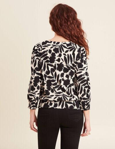 T-shirt manches 3/4 noir femme