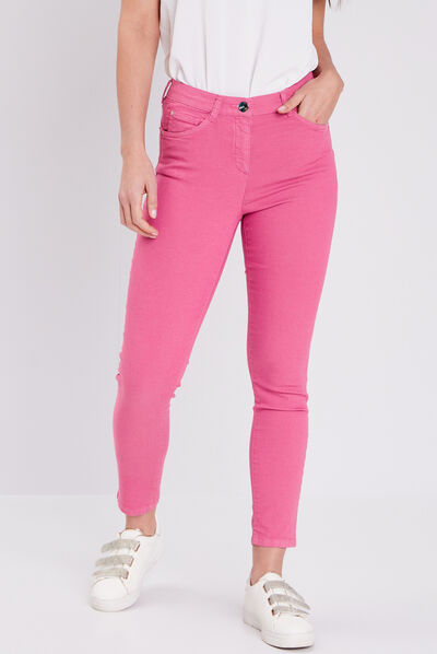 Pantalon léger taille standard 7/8ème rose fushia femme