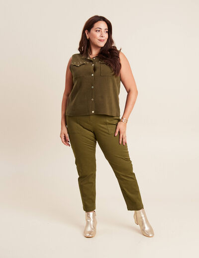 Gilet sans manches à clous vert olive femme