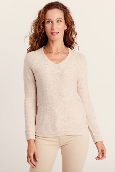 Pull manches longues couleur or femme