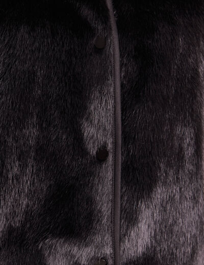 Gilet droit sans manches fausse fourrure noir femme