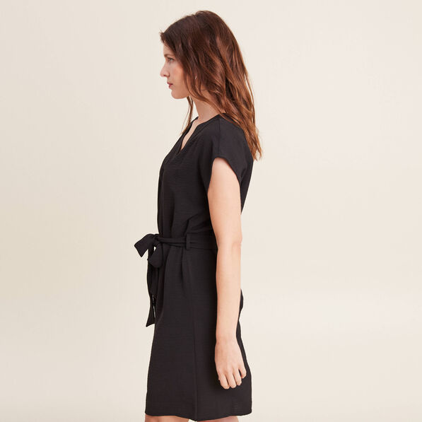 Robe droite col en V noir femme