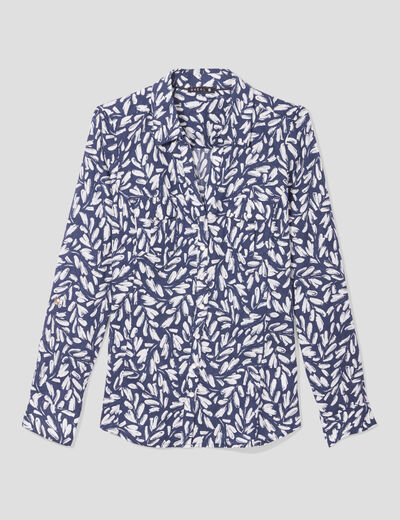 Chemise manches longues bleu foncé femme