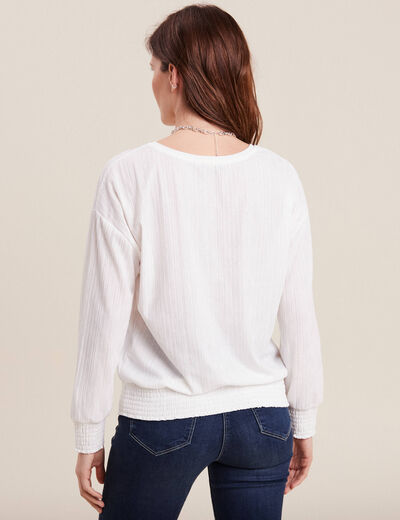 T-shirt manches longues ecru femme