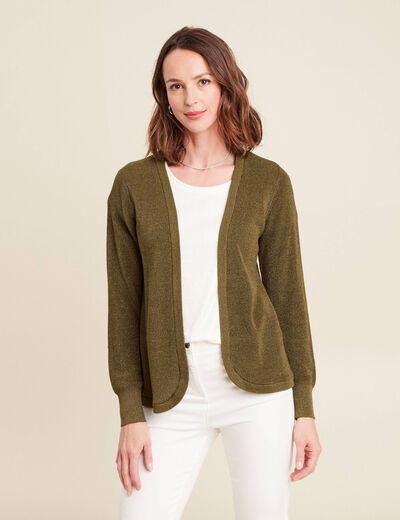 Gilet manches longues vert olive femme