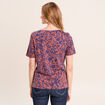 T-shirt col V manches courtes marron femme