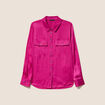 Chemise satin&eacute;e manches longues rose fushia femme
