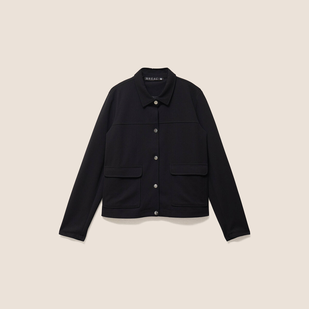 Veste courte droite manches longues noir femme