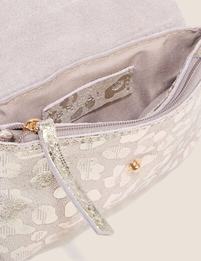 Porte-monnaie en cro&ucirc;te de cuir gris femme