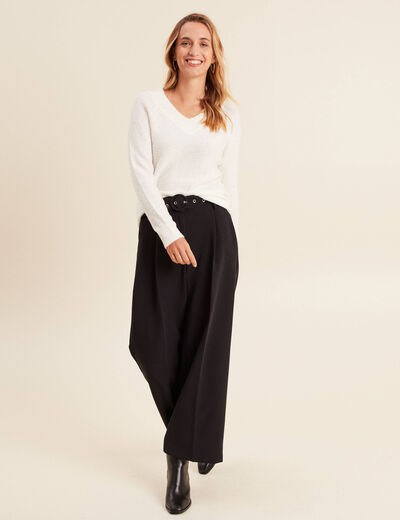 Pull manches longues ecru femme