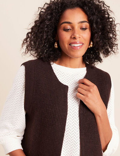 Gilet sans manches marron fonc&eacute; femme