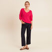 Pull col v rose femme