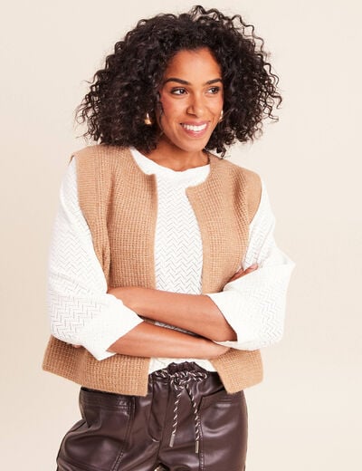 Gilet sans manches marron femme