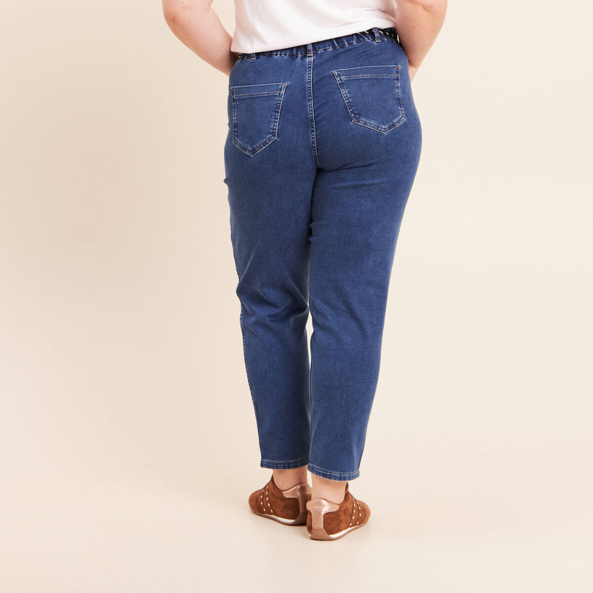 Jean droit r&eacute;versible bleu femme