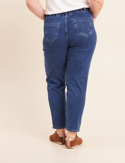 Jean droit r&eacute;versible bleu femme