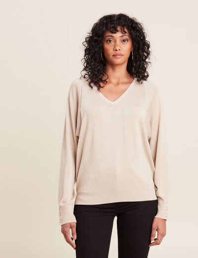Pull manches longues couleur or femme