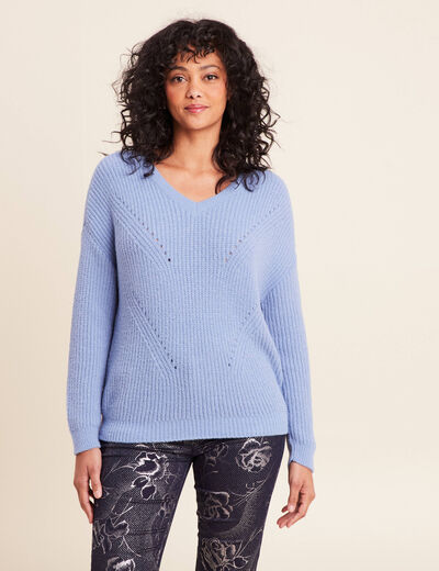 Pull manches longues bleu ciel femme