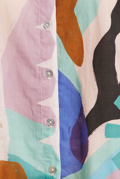 Chemise manches longues multicolore femme