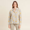 Chemise manches longues brodée jaune femme