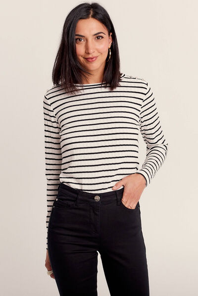 T-shirt manches longues ecru femme