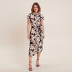 Robe midi droite ceinturée noir femme