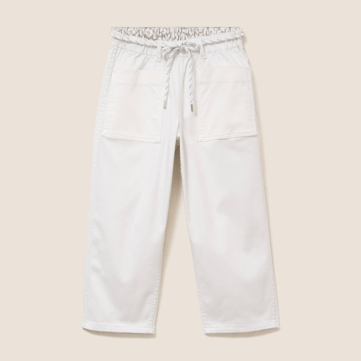 Pantacourt r&eacute;versible boyfriend blanc femme