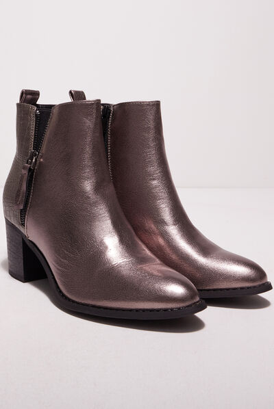 Bottines à talons irisées couleur argent femme