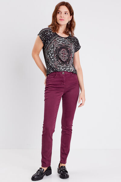 Jean magique ajusté taille standard prune femme