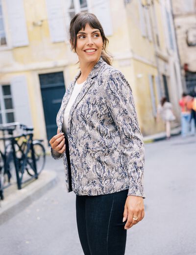 Veste cintrée col châle beige femme