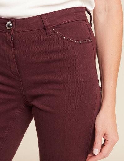 pantalon bootcut en jean bordeaux femme