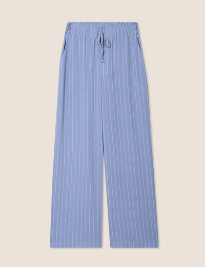 Pantalon large taille haute bleu ciel femme