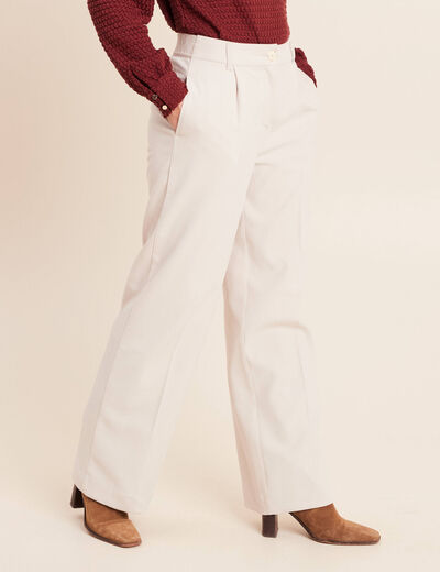 Pantalon taille haute en velours sable femme