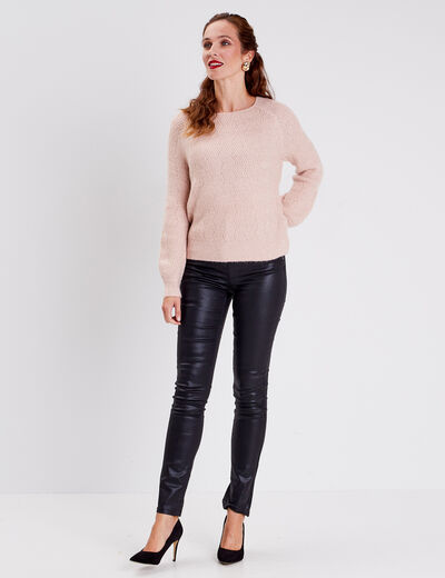 Pull manches longues à sequins vieux rose femme