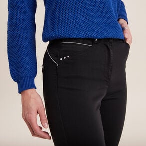 pantalon ajuste taille haute noir femme Pantalon ajusté taille haute noir femme