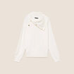 Pull droit col montant manches longues ecru femme