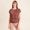 T-shirt manches courtes marron femme