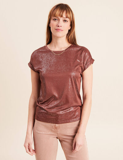 T-shirt manches courtes marron femme