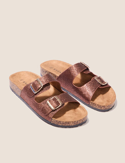 Mules à paillettes couleur cuivre femme