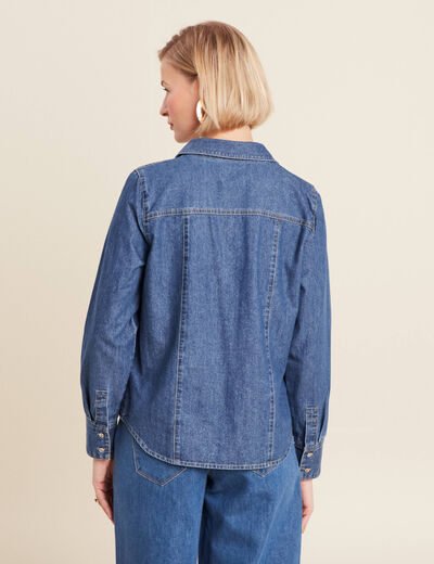 Chemise manches longues jean denim stone femme