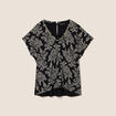 Blouse col v manches courtes noir femme