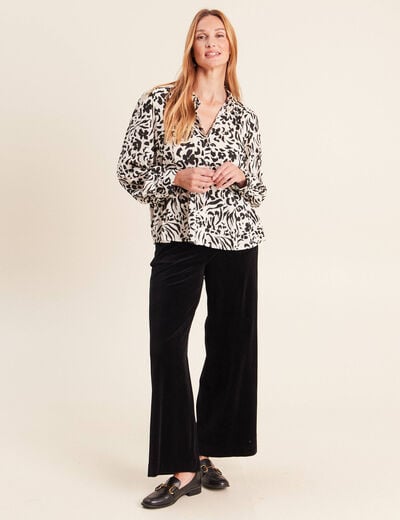 Chemise droite fluide manches longues blanc femme