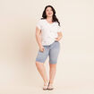 T-shirt col v broderie manches courtes ecru femme