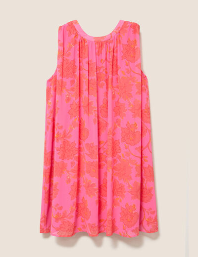 Robe ample courte sans manches doubl&eacute;e rose femme